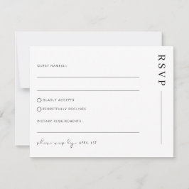 Minimale Eenvoudige Klassieke Trouw-RSvp-Postkaart RSVP Kaartje