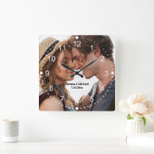 minimale eenvoudige koppel foto witte nummers vierkante klok (Huis)