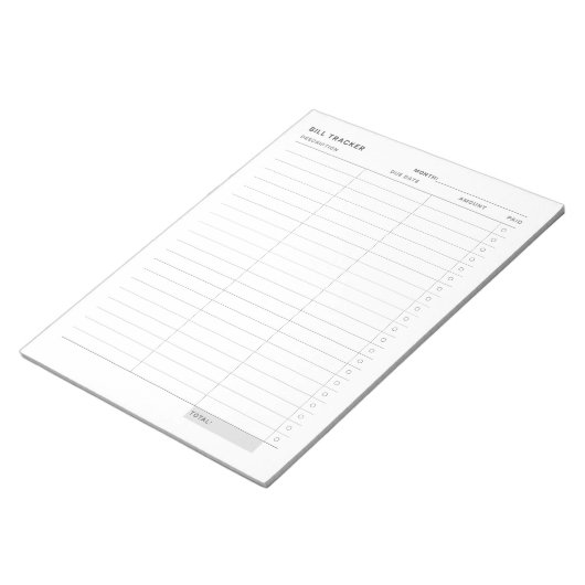 Minimale eenvoudige kostentracker notitieblok (Schuin)