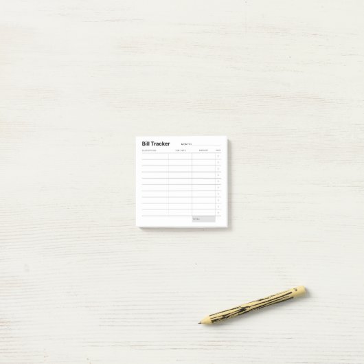 Minimale eenvoudige kostentracker post-it® notes (Op bureau)