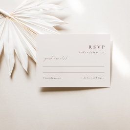 Minimale Eenvoudige legante Ivory Beige RSVP-kaart RSVP Kaartje