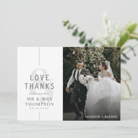 Minimale Eenvoudige Liefde & Bedankt met fotobruil (Staand voorkant)