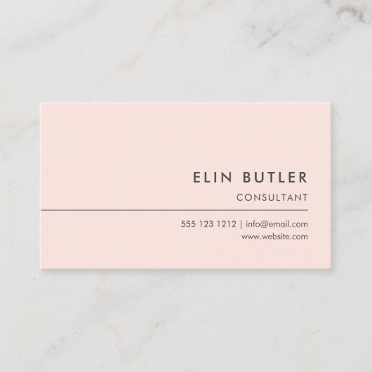 Minimale eenvoudige Logo Blush Pink Visitekaartje (Voorkant)