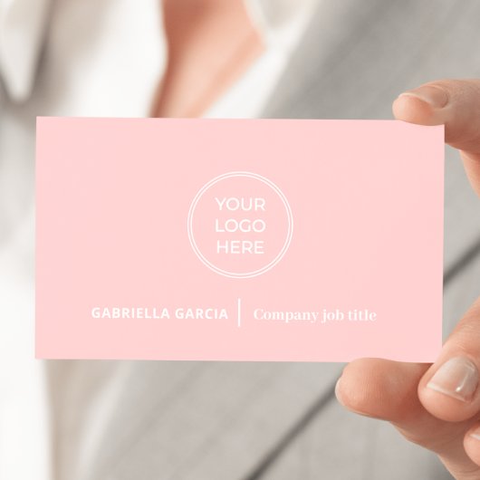 Minimale Eenvoudige Logo QR Code Blush Roze Visitekaartje