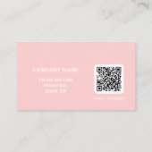 Minimale Eenvoudige Logo QR Code Blush Roze Visitekaartje (Achterkant)