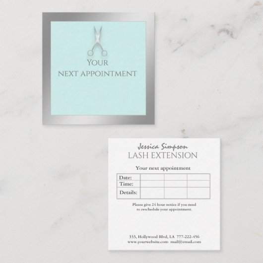 Minimale eenvoudige luxebladschaar afsprakenkaartje (Voorkant / Achterkant)