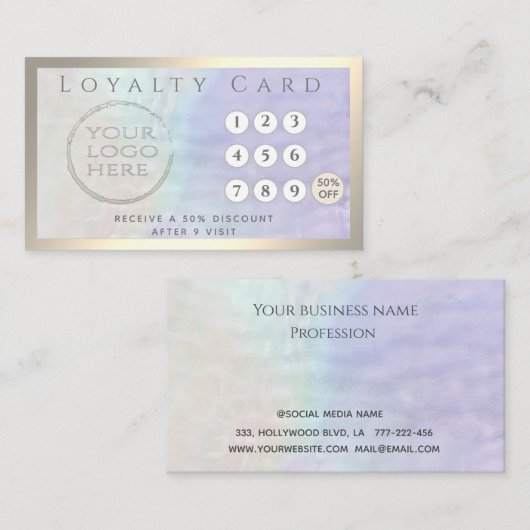 Minimale eenvoudige luxeholografische logo klantenkaartje (Voorkant / Achterkant)