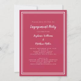 Minimale Eenvoudige Magenta Red Engagement Party Kaart