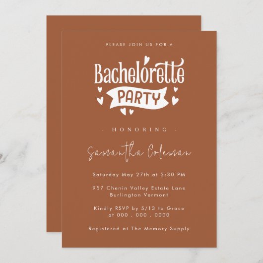 Minimale Eenvoudige Manuscript Modern Bachelorette Kaart (Voorkant / Achterkant)