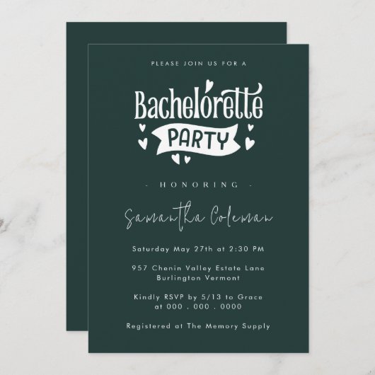 Minimale Eenvoudige Manuscript Modern Bachelorette Kaart (Voorkant / Achterkant)