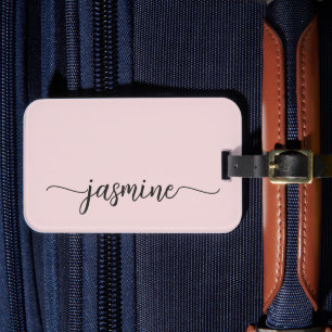 Minimale Eenvoudige Meisjesachtige Roze Roze Calli Bagagelabel