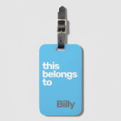 Minimale eenvoudige moderne blauwe gewoonte bagagelabel (Voorkant (verticaal))