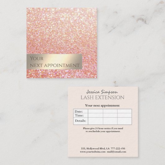 Minimale eenvoudige moderne glitterij afsprakenkaartje (Voorkant / Achterkant)