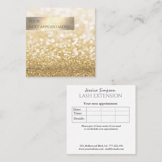 Minimale eenvoudige, moderne goudglitterij afsprakenkaartje (Voorkant / Achterkant)