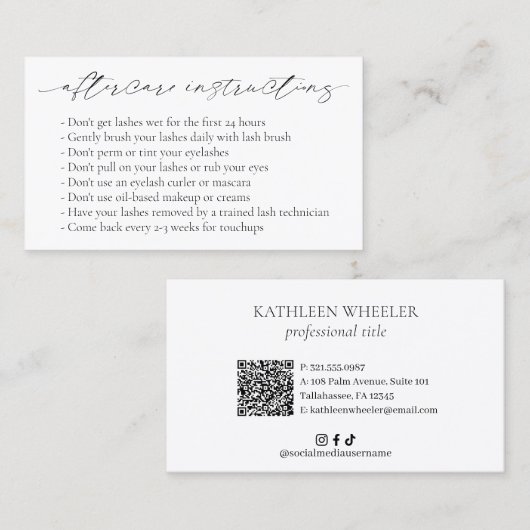 Minimale eenvoudige moderne nazorg Elegant Visitekaartje (Voorkant / Achterkant)