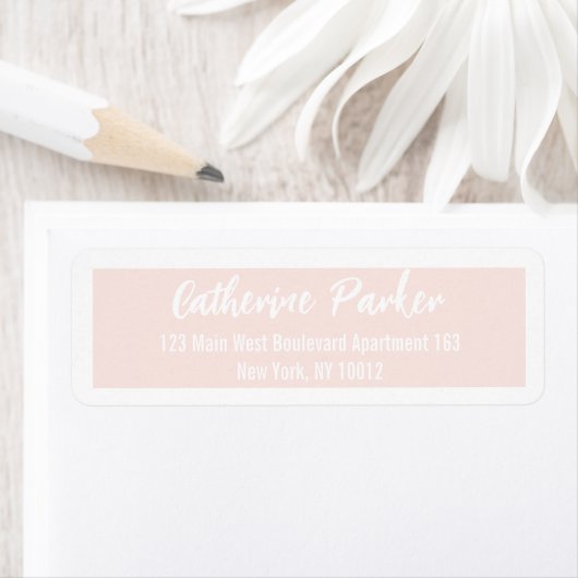 Minimale eenvoudige, moderne peach-pulp en wit etiket (Insitu)