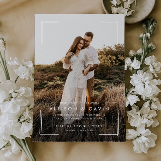 Minimale Eenvoudige Moderne Type Twee Fotobruiloft Kaart