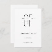 Minimale eenvoudige monogram modern wit sparen de (Voorkant / Achterkant)