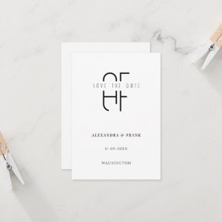 Minimale eenvoudige monogram modern wit sparen de