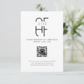 Minimale eenvoudige monogram moderne witte RSVP kaartje (Staand voorkant)