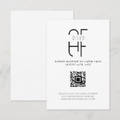 Minimale eenvoudige monogram moderne witte RSVP kaartje (Voorkant / Achterkant)