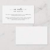 Minimale eenvoudige mooie noot over cadeautjes Enc Informatiekaartje (Voorkant / Achterkant)