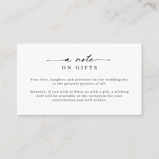 Minimale eenvoudige mooie noot over cadeautjes Enc Informatiekaartje (Voorkant)