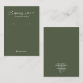 Minimale eenvoudige Olivine Modern Earring Display Visitekaartje (Voorkant / Achterkant)