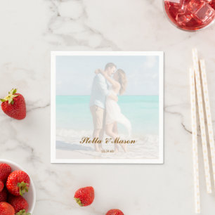 Minimale Eenvoudige overlay foto romantische bruil Servet