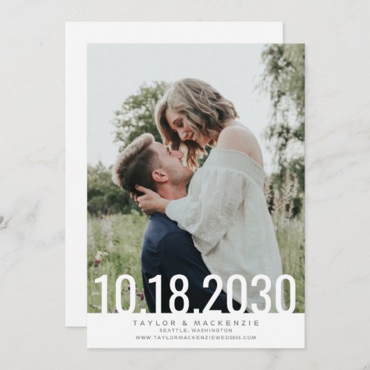 Minimale eenvoudige overlay op de oude datum waaro save the date (Voorkant / Achterkant)