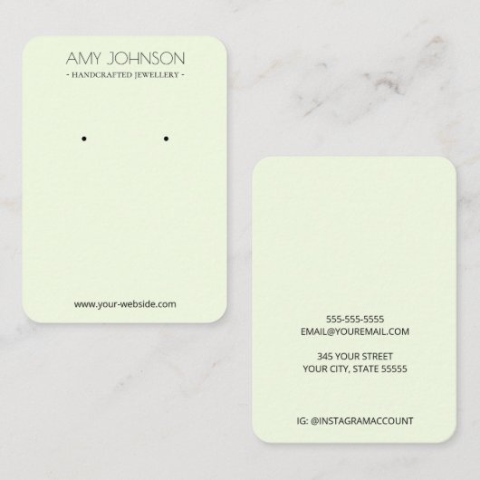 Minimale Eenvoudige pasteelgroene oorenkaarten Visitekaartje (Voorkant / Achterkant)