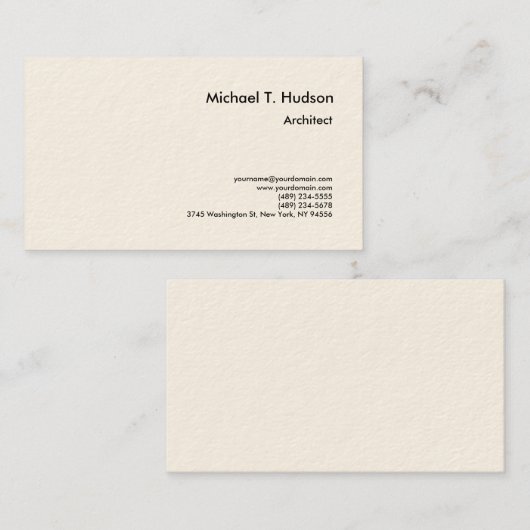 Minimale Eenvoudige Plain Architect Signature Crea Visitekaartje (Voorkant / Achterkant)