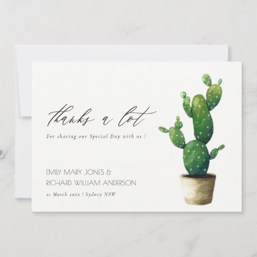 Minimale Eenvoudige Potted Cactus Green Foliage We Bedankkaart (Voorkant)