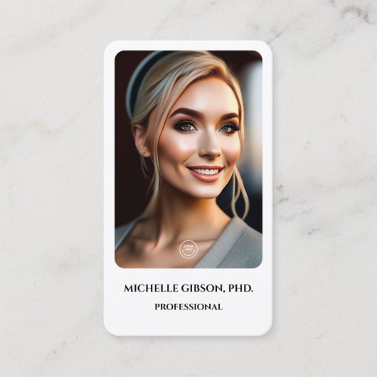 Minimale Eenvoudige Professionele Foto Logo Wit Visitekaartje (Voorkant)