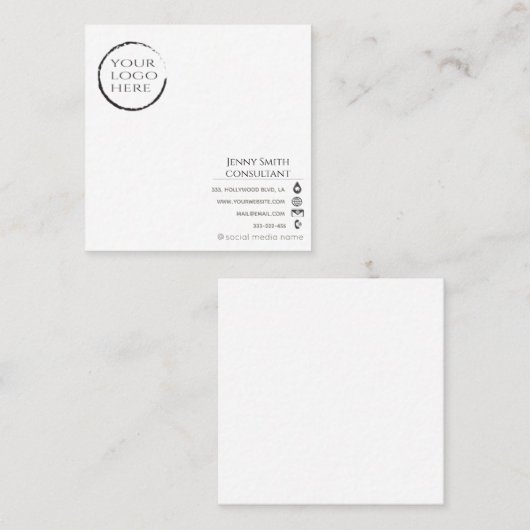 Minimale eenvoudige professionele logo vierkante visitekaartje (Voorkant / Achterkant)