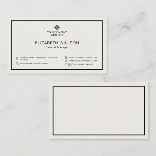 Minimale Eenvoudige Professionele Logo Visitekaartje (Voorkant / Achterkant)