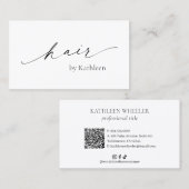 Minimale Eenvoudige QR Code Elegant Haar Stylist M Visitekaartje (Voorkant / Achterkant)