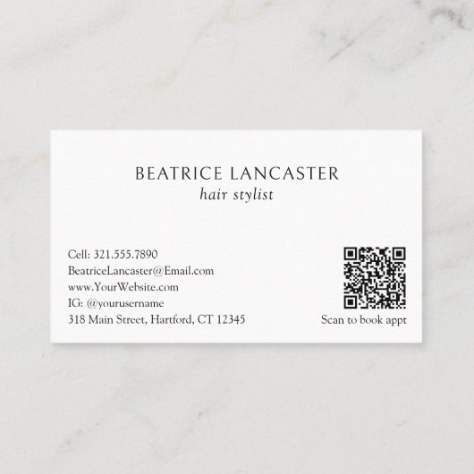 Minimale Eenvoudige QR Code Modern Elegant Visitekaartje (Achterkant)