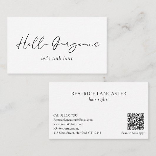 Minimale Eenvoudige QR Code Modern Elegant Visitekaartje (Voorkant / Achterkant)