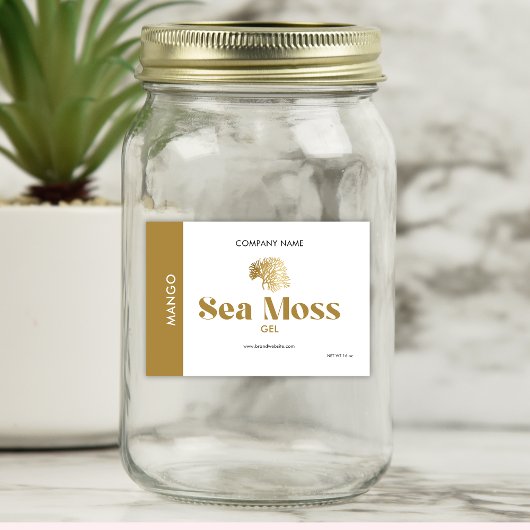 Minimale Eenvoudige Retro Goud Wit Zee Moss Smaak Voedselcontainer Etiket