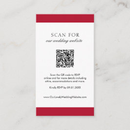 Minimale Eenvoudige Rode Moderne QR-code Weddensch Informatiekaartje