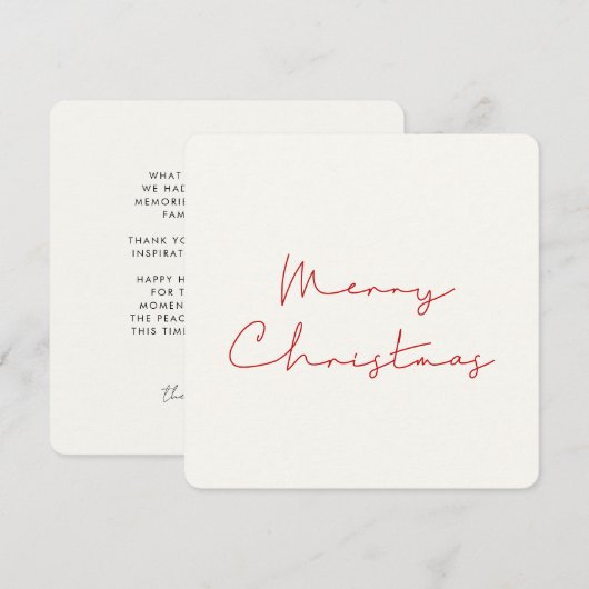 Minimale Eenvoudige rode tekst Vrolijk Kerstfeest Feestdagenkaart (Voorkant / Achterkant)