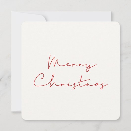 Minimale Eenvoudige rode tekst Vrolijk Kerstfeest Feestdagenkaart (Voorkant)