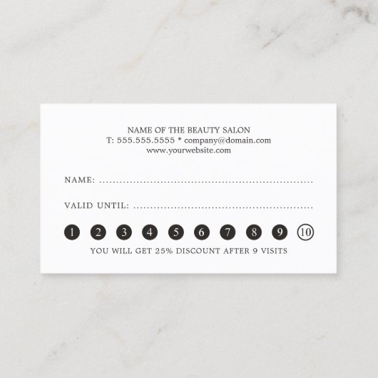 Minimale Eenvoudige Rode Witte Kaart met eenvoudig Klantenkaartje (Achterkant)