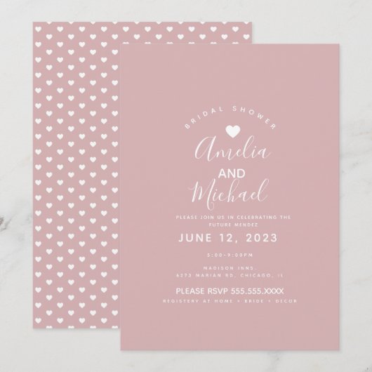 Minimale eenvoudige roze harten Vrijgezellenfeest Kaart (Voorkant / Achterkant)