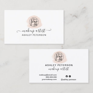 Minimale eenvoudige roze penseelmake-up voor logo visitekaartje
