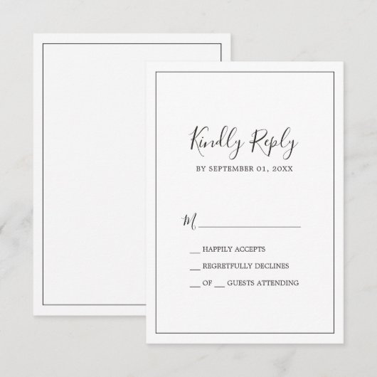 Minimale eenvoudige RSVP-kaart RSVP Kaartje (Voorkant / Achterkant)