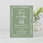 Minimale Eenvoudige Sage Green Wedding Kaart (Staand voorkant)
