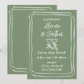 Minimale Eenvoudige Sage Green Wedding Kaart (Voorkant / Achterkant)