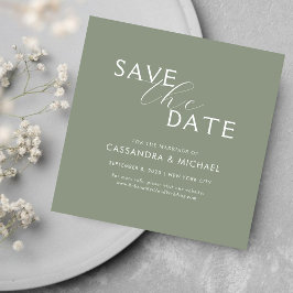 Minimale Eenvoudige Saliegroene Typografie Trouwfe Save The Date